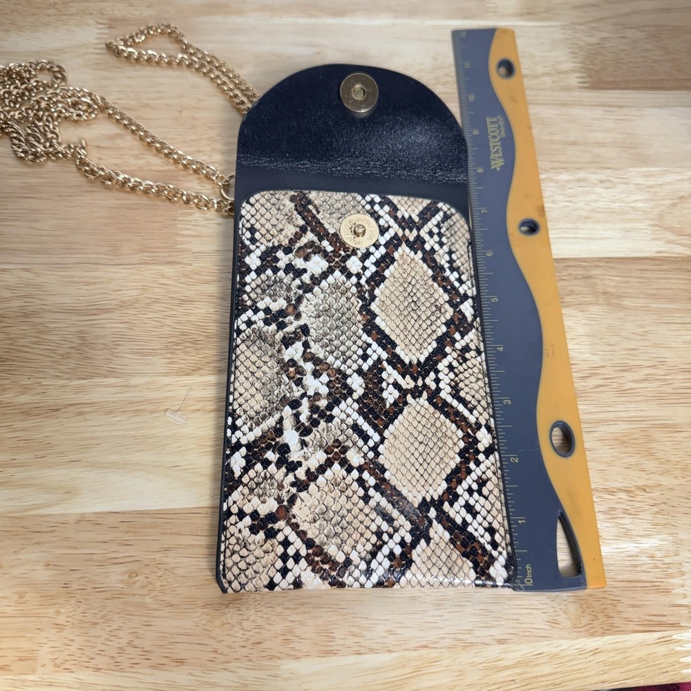 Crossbody Phone Bag Womens Small Brown Snakeskin Chain Wallet Purse Card Holder - Picture 6 of 7